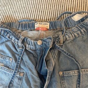 Free people jeans with a tie. Crvy. Size medium.